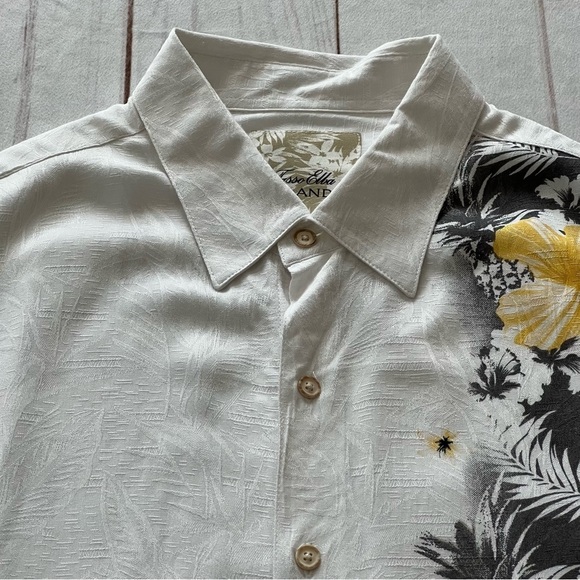 Tasso Elba Men’s White and Yellow Casual Button Down Shirt Floral Design Sz L - Picture 5 of 15